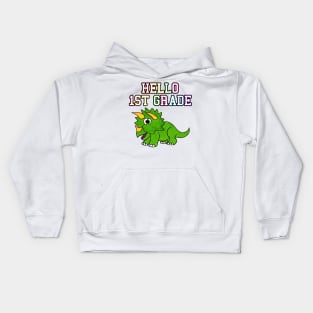 Hello 1st Grade Triceratops Back To School Dinosaur Kids Hoodie